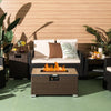 32 x 20 Inch Propane Rattan Fire Pit Table Set with Side Table Tank and Cover-Brown - Gallery View 1 of 13
