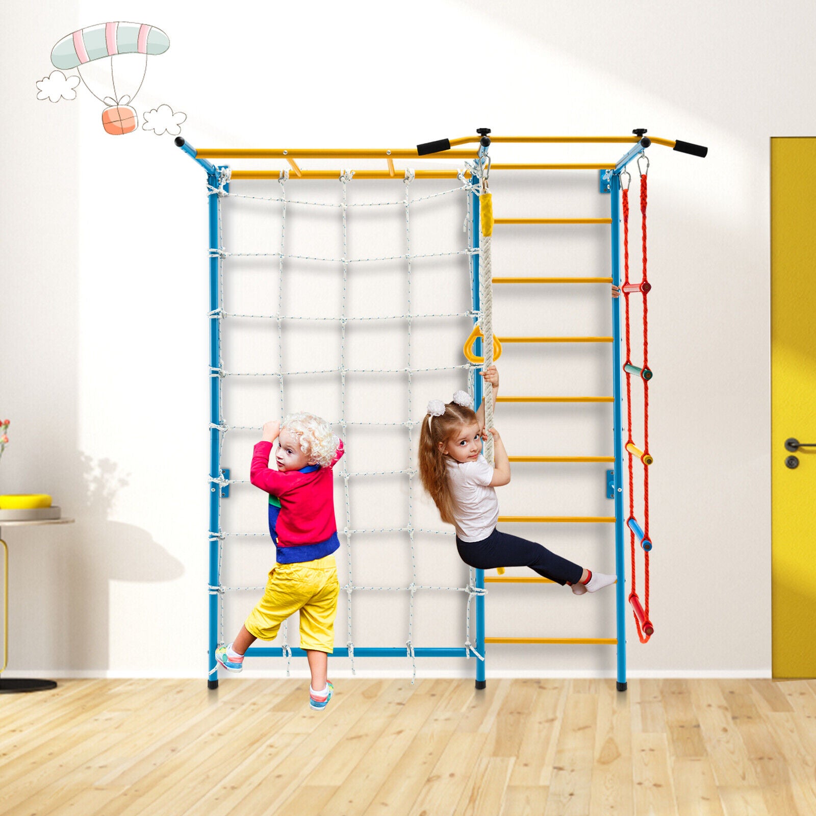 Costway 7-in-1 Kids Indoor Gym Playground Swedish Wall