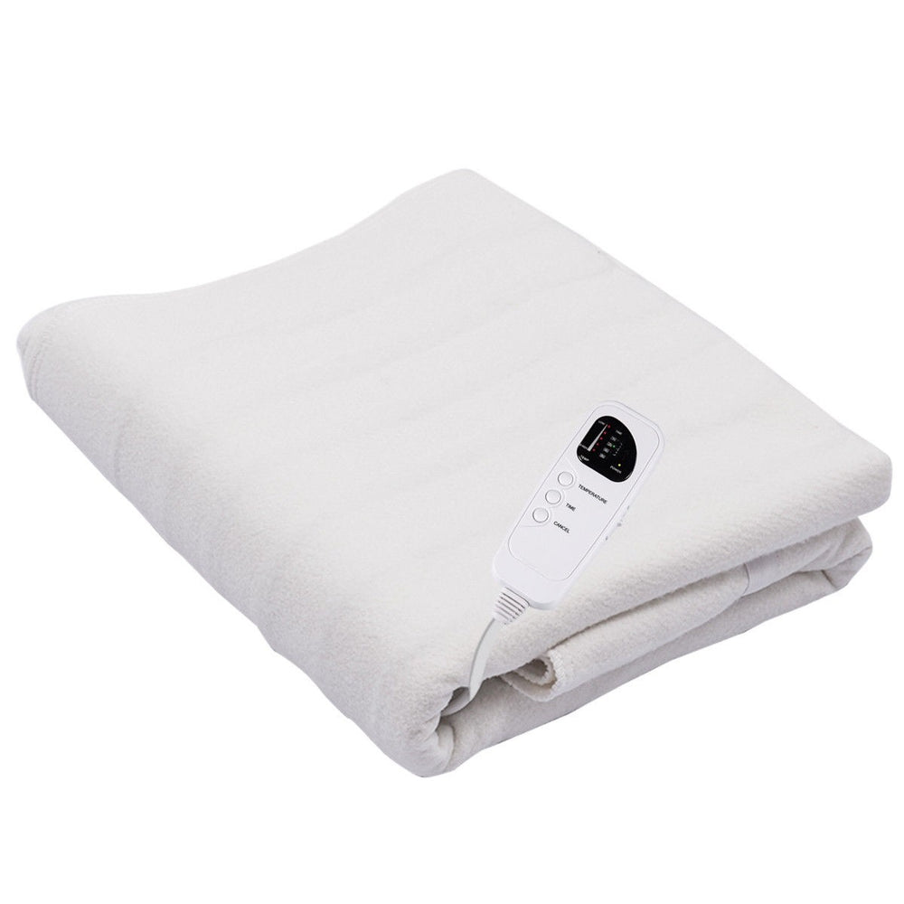 Digital auto overheat protection massage table warmer in white with remote control, featuring 5 heat settings for.