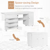 Folding sewing table with wheels, featuring three storage bins and adjustable shelf, perfect for crafting and.