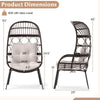 Patio wicker egg chair with ergonomic design, PE rattan, and soft cushions, suitable for outdoor and indoor use.