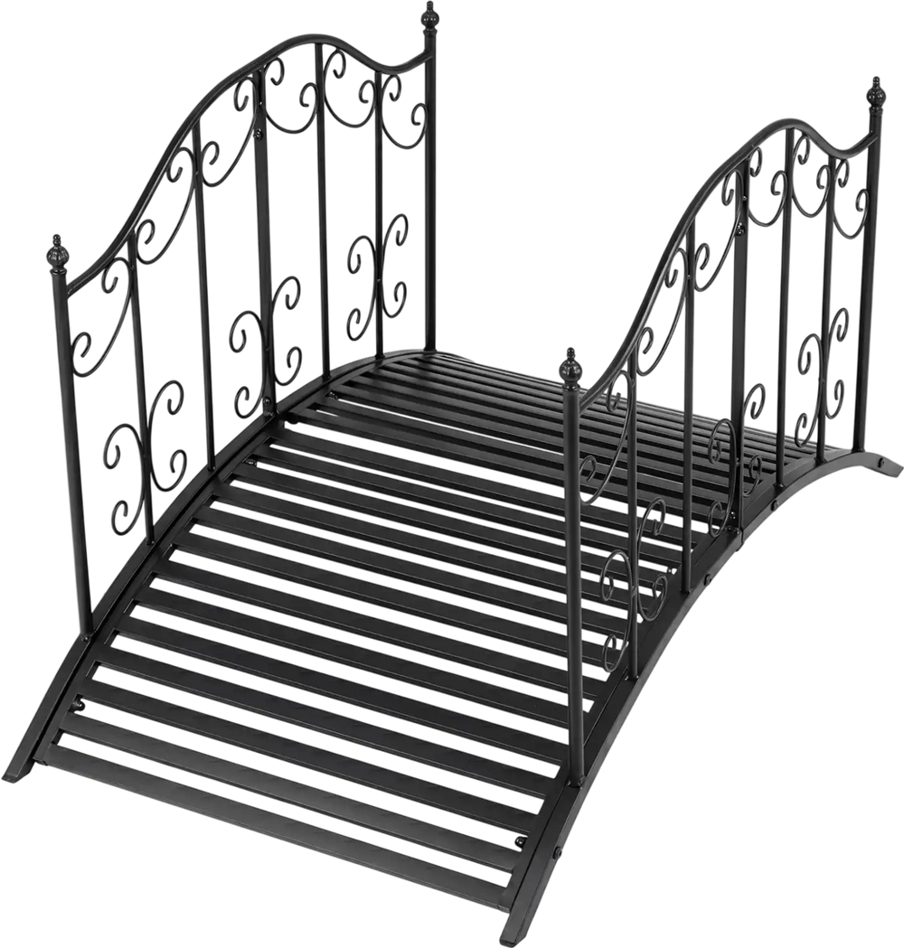 3.9 ft Garden Metal Bridge with Dual Patterned Side Rails
