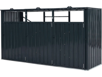 Costway 3-Bin Metal Trash Can Storage Shed Flip-Up Lids for Yard 24107073 New