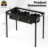 3 Burner Propane Stove with adjustable regulator and hose, featuring a rugged black design for camping and outdoor cooking.