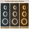 Three-circle dimmable LED floor lamp with adjustable brightness and three color temperatures for stylish home.