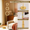3-circle dimmable LED floor lamp in gold, featuring adjustable brightness and color temperatures, ideal for living.