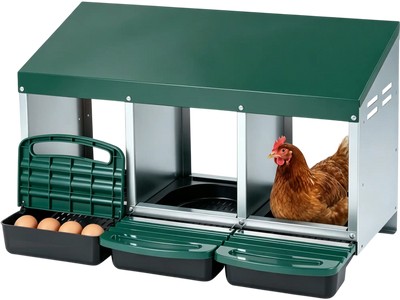 Costway 3-Compartment Roll Away Metal Chicken Nesting Box for Hens 65440300 New