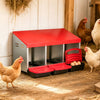 3-Compartment Roll Away Chicken Nesting Box for Egg Collection with Removable Trays and Landing Steps-Red - Gallery View 1 of 10