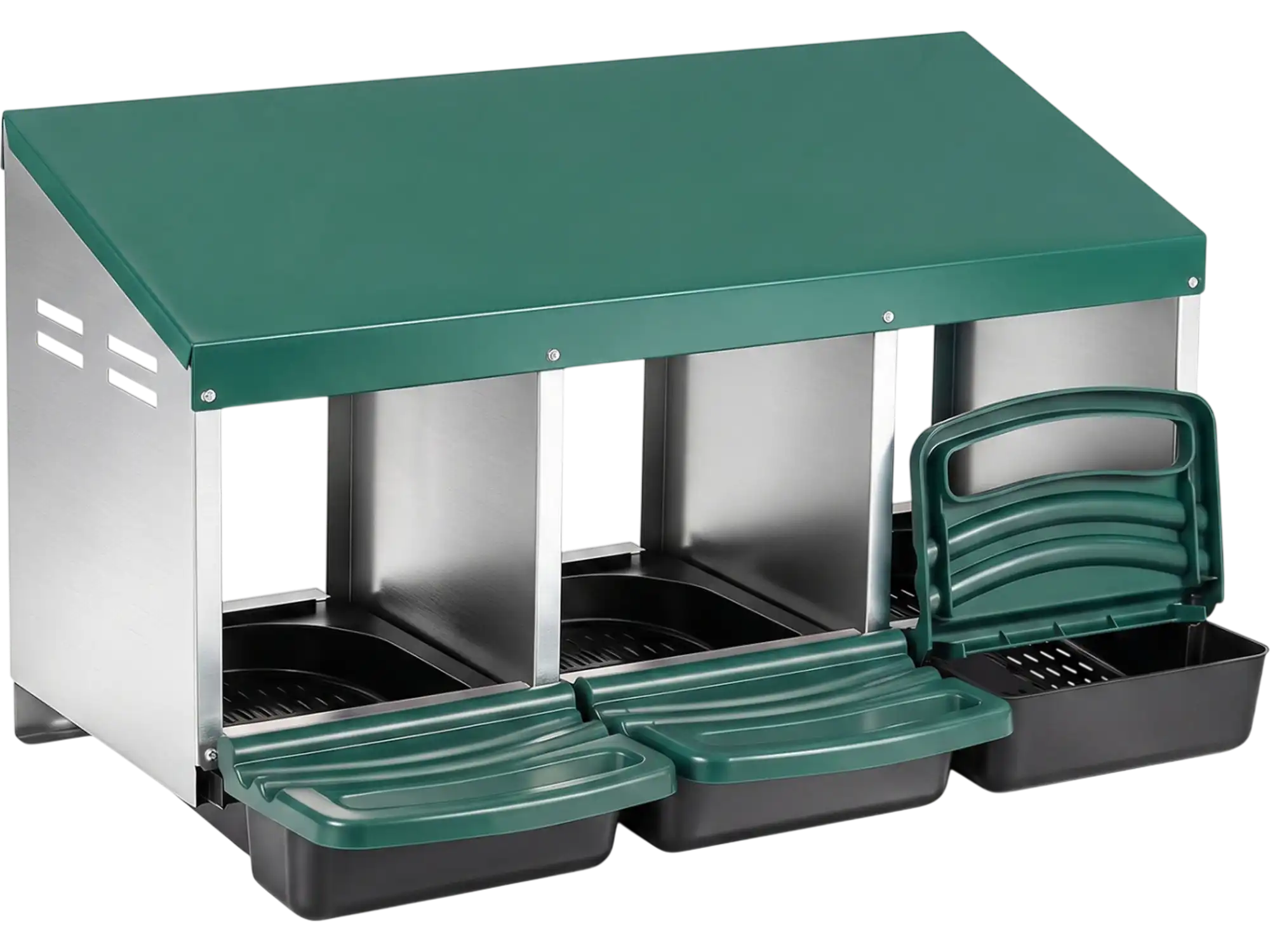 Costway 3-Compartment Roll Away Chicken Nesting Box Egg Collection Removable Trays Landing Steps 55843326 New