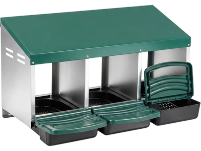 Costway 3-Compartment Roll Away Chicken Nesting Box Egg Collection Removable Trays Landing Steps 55843326 New