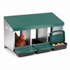 3-compartment roll away chicken nesting box in green with removable trays, designed for easy egg collection and maintenance.