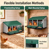 3-compartment roll away chicken nesting box in green with removable trays, suitable for freestanding or wall-mounted setups.