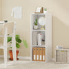 Modern white 3-cube bookshelf with open storage for books and decor, perfect for living rooms or studies.