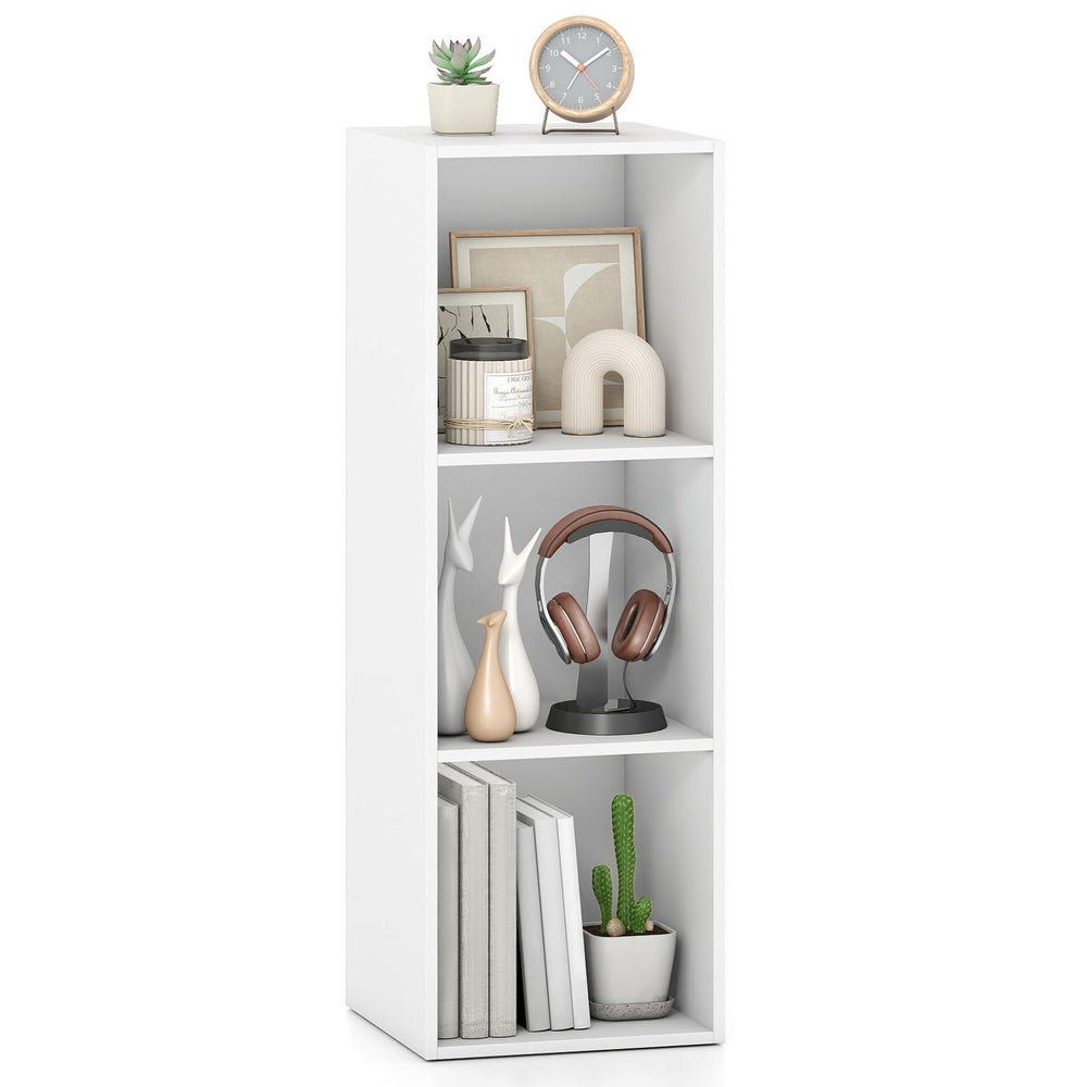Modern 3-cube bookshelf in white for easy storage of books and decor, perfect for living rooms or bedrooms.