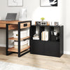 3-cube bookcase with doors in black, featuring open compartments and a cabinet for organized storage in modern spaces.