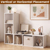 3-cube bookcase in white with cubby storage, suitable for vertical or horizontal placement in home office or living room.