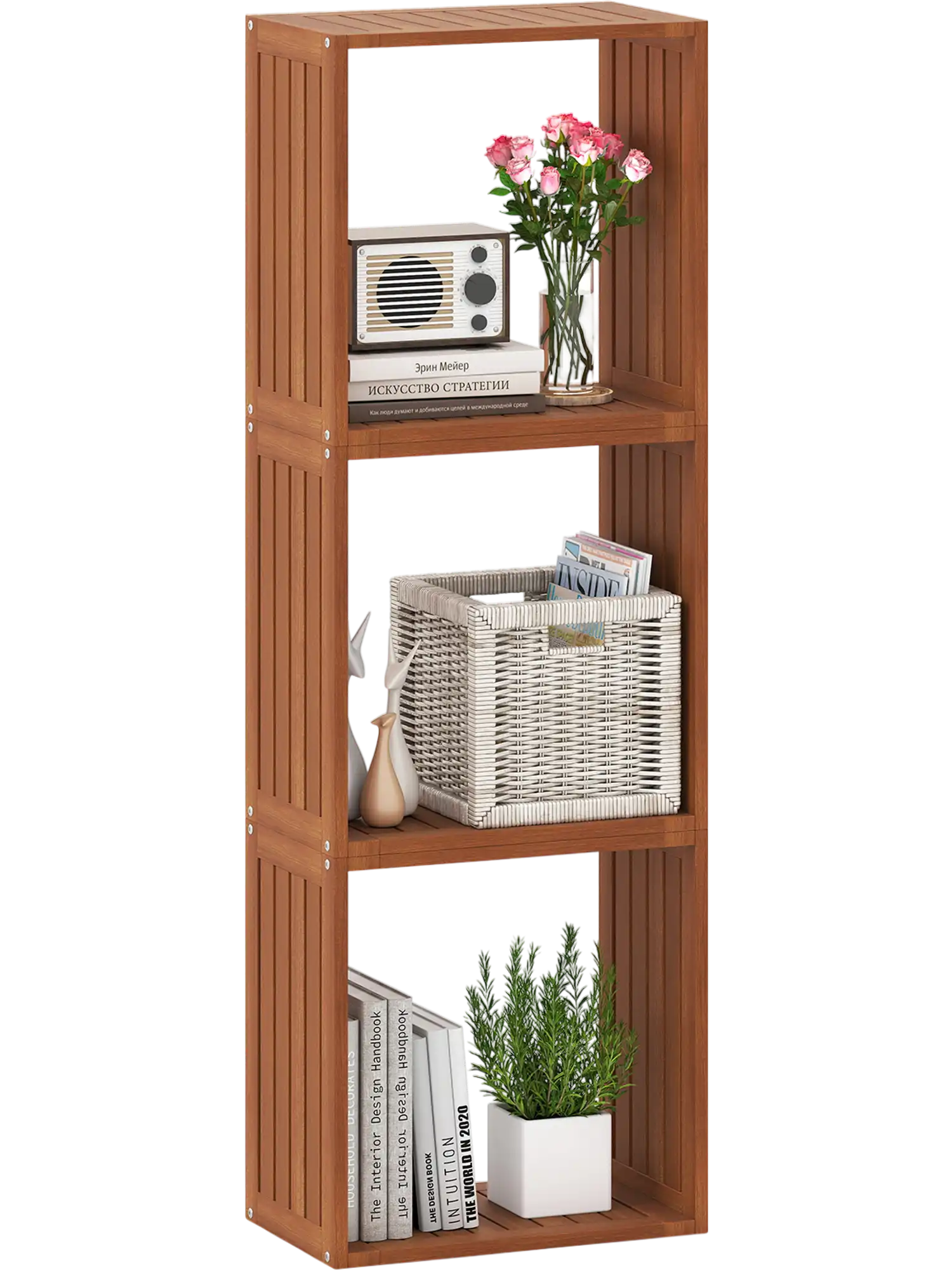 Costway 3 Cube Solid Wood Stacking Bookcase Open Slatted Storage Organizer 675893214 New