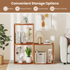 Three cube bookcases made of solid wood, showcasing an open slatted design for versatile indoor or outdoor storage.