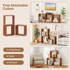 Three stackable solid wood cubes in a slatted design, ideal for storage or display in living rooms, studies, or.
