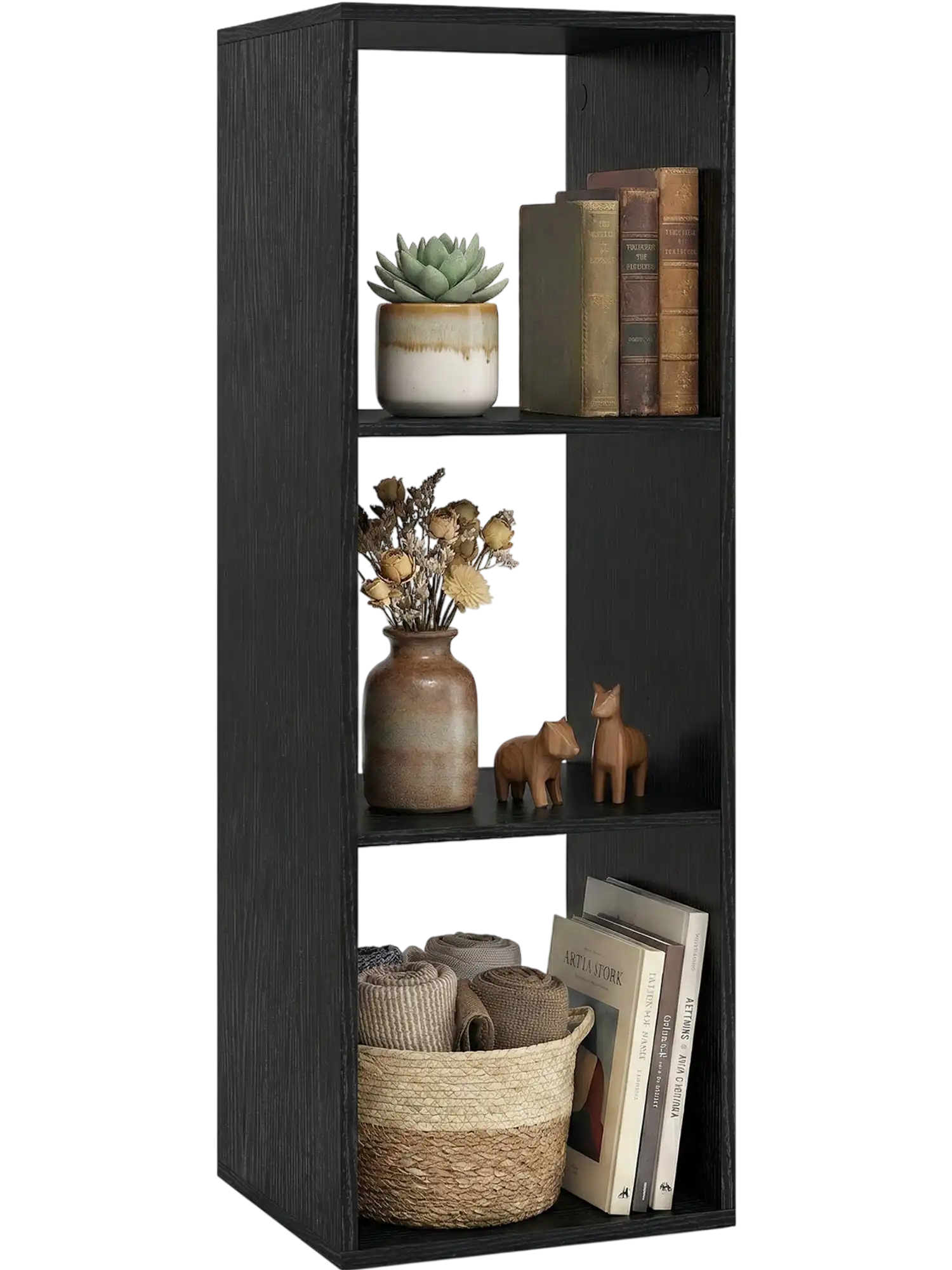 Costway 3 Cube Bookshelf with Back Guardrail 379841625 New