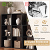 3-cube black bookshelf with back guardrail, ideal for books and storage, enhances room organization and stability.