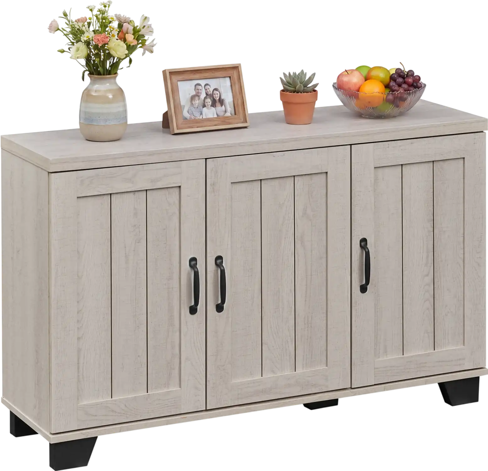 Costway 3-Door Buffet Sideboard Cabinet with Adjustable Shelves Anti-Tipping Kits 15478293 New