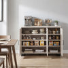 3-door buffet sideboard in white wash with adjustable shelves, ideal for storage in dining or media areas.