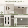 High-quality metal hinges and stylish handles enhance the usability of this white 3-door shoe cabinet with removable shelves.