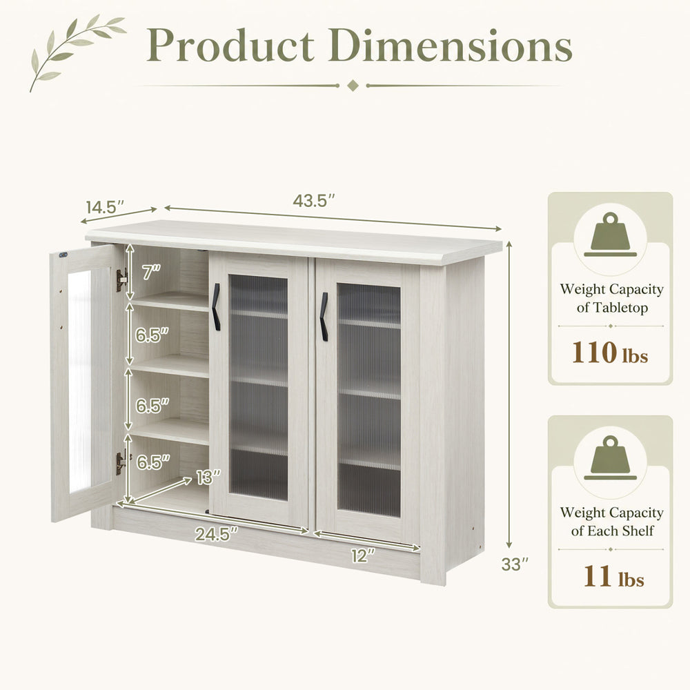 3-door white shoe cabinet with removable shelves, fluted doors, and a sturdy top for stylish storage and organization.