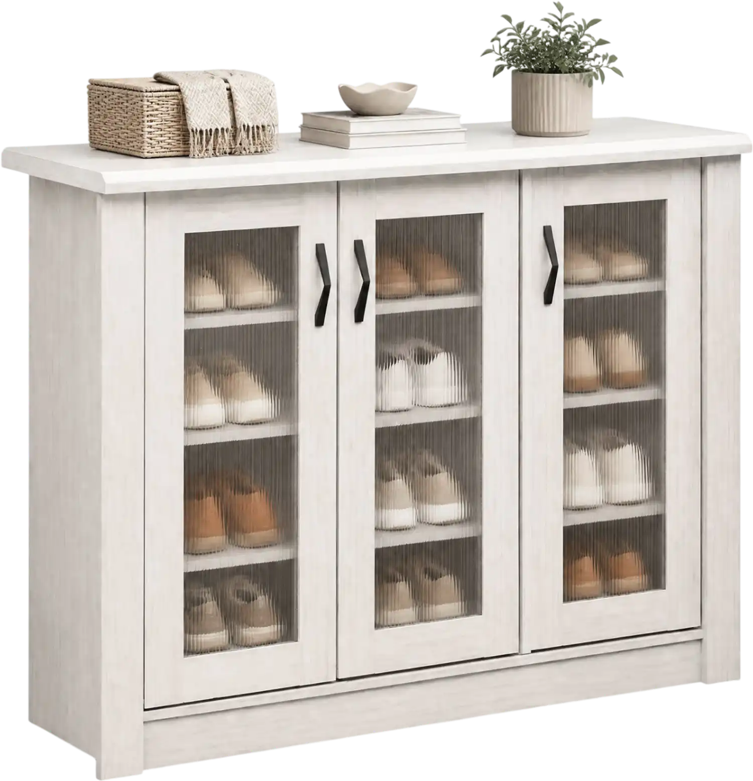 Costway 3-Door Wooden Shoe Storage Cabinet Organizer 13620504 New