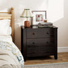 Wide dark brown 3-drawer dresser nightstand with smooth metal slides, perfect for bedroom storage and organization.