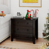 Dark brown 3-drawer dresser nightstand with ample storage, placed beside a sofa, ideal for organizing accessories and.