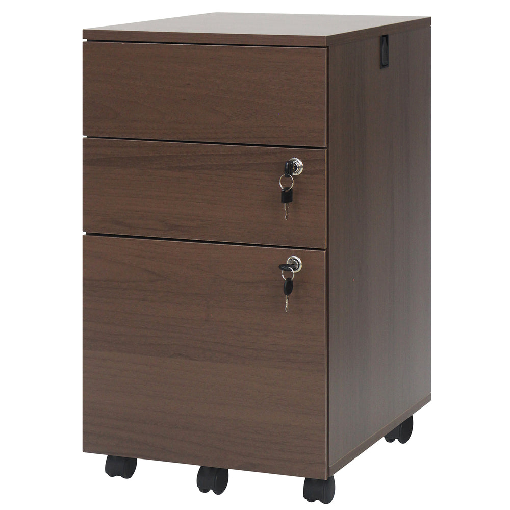 3-Drawer File Cabinet Rolling File Organizer with Lock 4 Keys for Letter Legal A4-Brown - Gallery View 1 of 1