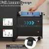 Three-drawer black filing cabinet with full access design, durable steel construction, and lockable drawers for secure.