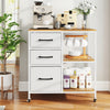 3 Drawer Mobile File Cabinet with Charging Station Rolling Printer Stand with Open Storage Shelves-Natural - Gallery View 1 of 10