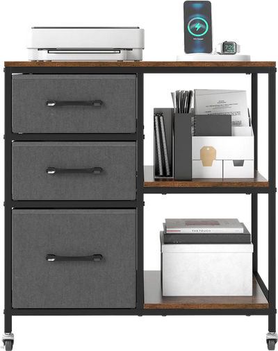 Costway 3 Drawer Mobile File Cabinet Rolling Printer Stand Charging Station 15254517 New