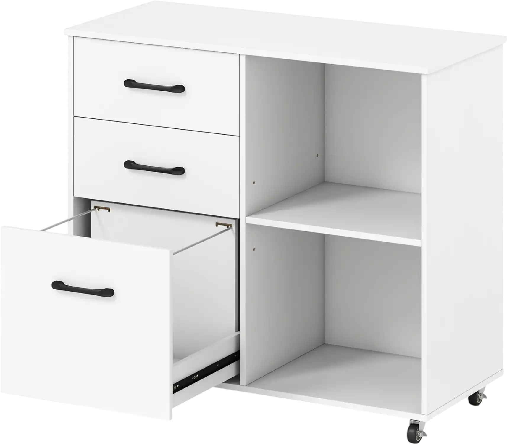 Costway 3-Drawer Mobile File Cabinet w/ Open Storage Shelves & Wheels for Letter/A4 62731595 New