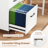Versatile white 3-drawer mobile file cabinet with full extension slides, adjustable rails, and wheels for easy mobility.