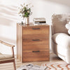 3 Drawer Nightstand with Wood Grain Finish and Storage for Living Room Bedroom Study-Walnut - Gallery View 1 of 9