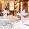 Set of 2 outdoor Christmas angel yard decorations, 3 FT tall, made of waterproof PVC with handheld bells for festive display.