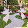 Set of 2 outdoor Christmas angel yard decorations, featuring elegant angels with bells, perfect for garden pathways.