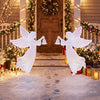 Set of 2 outdoor Christmas angel yard decorations, 3 FT tall, featuring bells and waterproof PVC for festive lawn display.