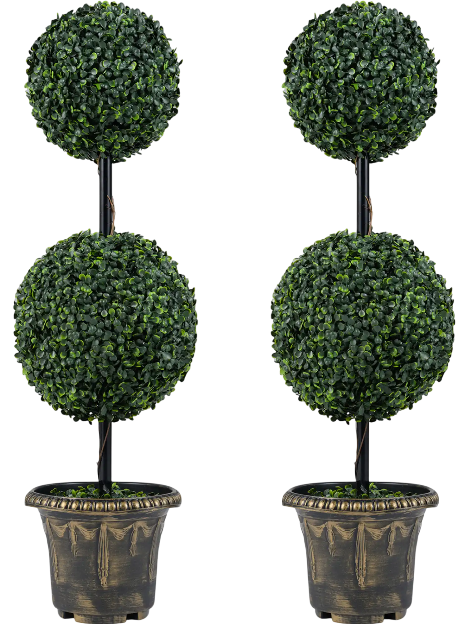 Costway 3' Artificial Boxwood Double Ball Topiary Trees Set of 2 42264865 New