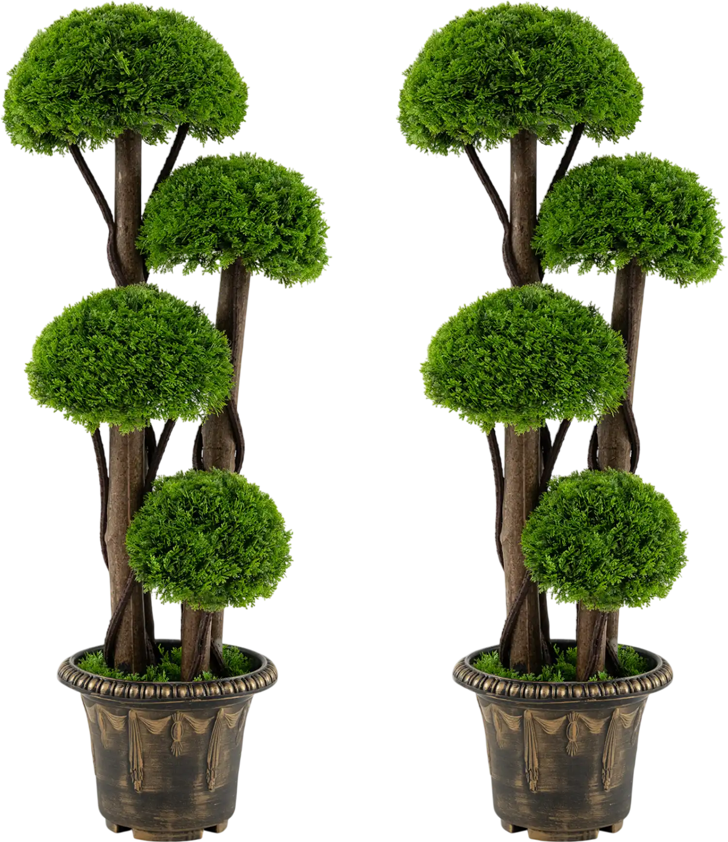 Costway 3' Artificial Cypress Topiary Tree Set of 2 Spiral Vines 52776465 New