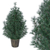 3 FT artificial potted Christmas tree with 119 branch tips and a distressed gold flowerpot, perfect for small spaces.
