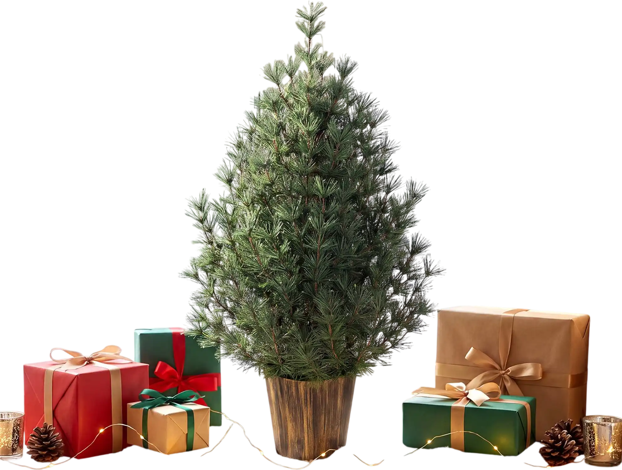 Costway 3' Artificial Potted Christmas Tree Vintage Flowerpot 43678094 New