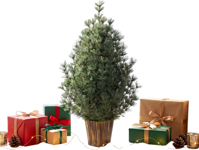 Costway 3' Artificial Potted Christmas Tree Vintage Flowerpot 43678094 New
