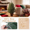 3 FT artificial potted Christmas tree with vintage flowerpot, featuring flame-retardant PVC material for festive charm.