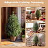 3 FT artificial potted Christmas tree with a distressed gold flowerpot, perfect for festive decoration in small spaces.