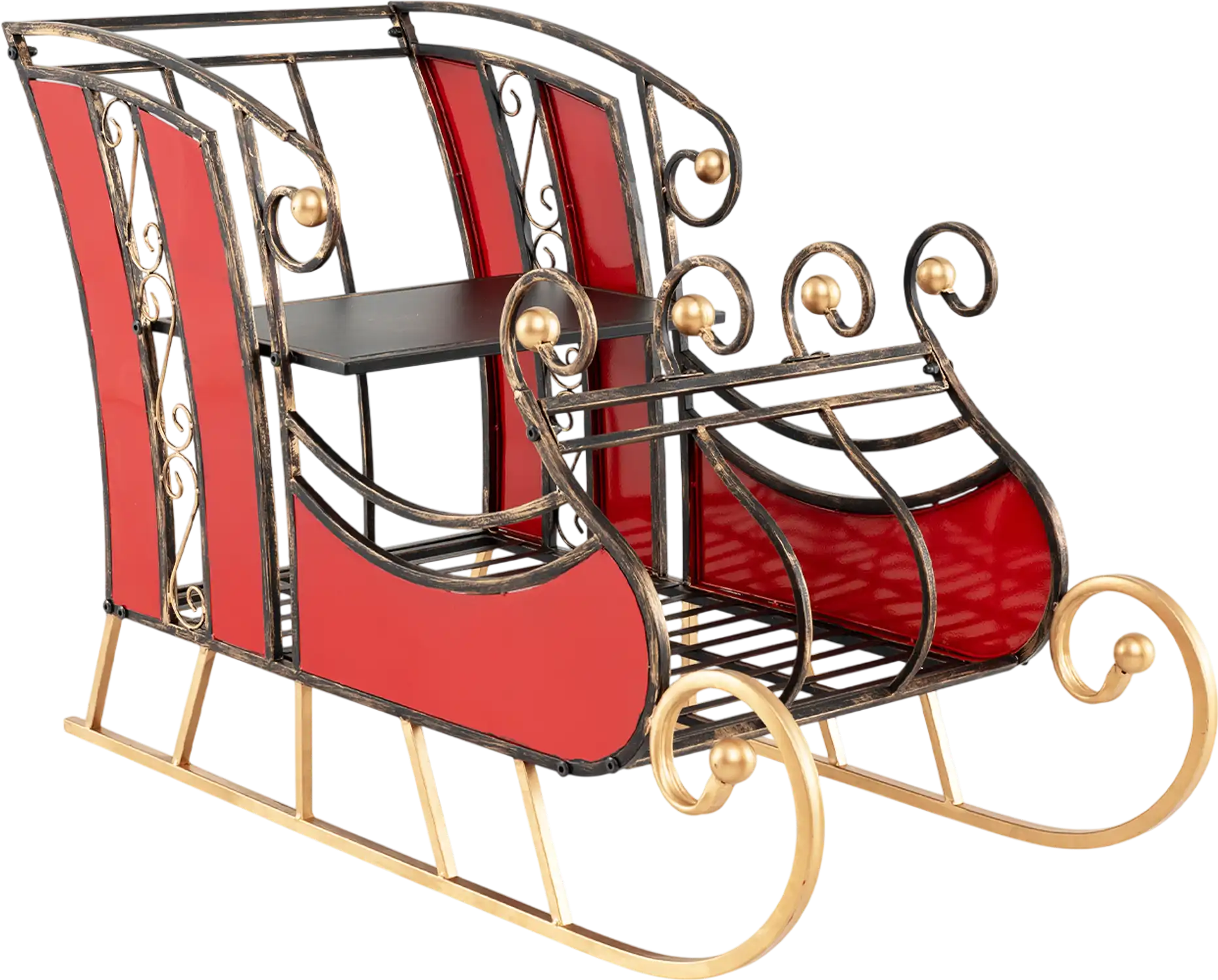 Costway 3' Christmas Metal Santa Sleigh Decoration w/ 2-Tier Storage Shelf 97135826 New